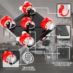 Furniture Dolly Set 5 Wheels Heavy Duty, Furniture Movers with Silent Rubber Wheels, 360° Rotation with Brake, 1400Lbs Lo Capacity, Furniture Lifter for Easy Moving Large Furniture.