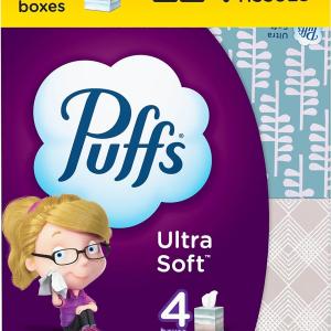 Puffs Ultra Soft Facial Tissues, 4 Cubes, 56 Facial Tissues Per Box