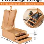 VISWIN Large Tabletop Easel Box with 3 Storage Drawers, justable Portable Beech Wood Desktop Easel for Painting, Drawing, Plein-Air Art Sketchbox for ults, Artists, Beginners, Hold Canvas to 25"
