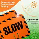 Flutesan 3 Pcs Slow Sign Traffic Cone Sign Ro Traffic Cone Top Warning Signs for Outdoor Neighborhoods Street, 12.6 x 10.4 Inches, Black on Orange