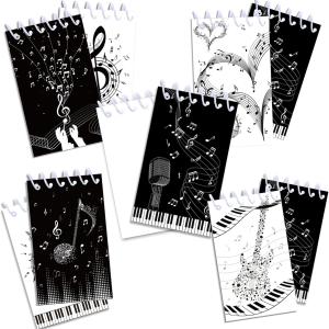 JOINFANXIN 24 Pack Musical Notes Mini Spiral Notebook, Black and White Piano Pocket Notebook for Classroom Students Rewards, 16 Pages Portable Office Meeting Supplies