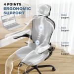 Office Chair Ergonomic Desk Chair, 330LBS Capacity, High Back Computer Chair for Long Hours Comfortable, Rolling Swivel Executive Task Chair for Home Office with Flip-up Armrests, Black Grey
