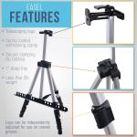 U.S. Art Supply 66" Silver Metal Tripod Easel Display (10 Pack) - justable 18"- 5.5', Holds 36" Canvas - Floor/Tabletop Easel Stand, for Sign Display, Painting, Poster Board, Canvas - Portable Bag