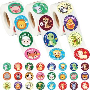 3 Rolls of Reward Stickers for Kids, 1500 Pcs Teacher Motivational Stickers Supplies for School Classroom Home, 24 Designs (Each Measures 1 in Diameter)