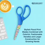 Westcott Fun and Fashionable Student Scissors for Ages 12+, Stainless Steel Floral-Printed Bles, Back-to-School, School Supplies, Classroom Supplies, 7-Inch