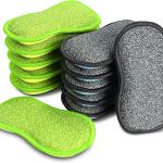 12 Pack Multi-Purpose Scrub Sponges for Kitchen by SmilePowo Non-Scratch Microfiber Sponge Along with Heavy Duty Scouring Power - Effortless Cleaning of Dishes, Pots and Pans