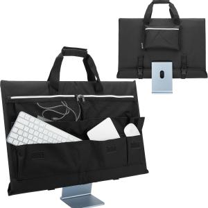 KISLANE Travel Carrying Case for 24'' iMac Desktop Computer, Protective Storage Bag for iMac Monitor Dust Cover with Carry Handle for 24 inch iMac Screen and Accessories (Black)