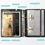 CAGIE A5 Binder 6 Ring Notebook with Dividers Refillable Planner Binder with Pockets, Refill Paper Include Planning Square Ruled and Dotted Pages, 7 x 9.25 in, (Grey and Grey, A7 & A5 Dot Page)