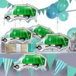 12 Pack Garbage Truck Foil Balloon Trash Truck Birthday Party Decoration Trash Waste Management Recycling Green Foil Balloon Baby Shower Party Favor Supplies