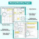 Ymumuda 2026 Planner, Daily Weekly and Monthly Planner，Jan 2026 - Dec 2026, 8.4" x 6.3", 2026 Calendar Planner Book with Tabs, Spiral Notebook with Inner Pocket for Office Home School Supplies
