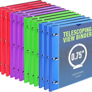 WOT I 12-Pack Telescoping 3 Ring Binder(0.75"), Expandable Flexible Binder - Patented Design for Easy Portability, Holds 160 Sheets, 4 Vibrant Colors, Perfect for School, Office&Home Organization