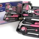 Apollo Tools Original 39 Piece General Household Tool Set in Toolbox Storage Case with Essential Hand Tools for Everyday Home Repairs, DIY and Crafts - Pink Ribbon - Pink - DT9706P