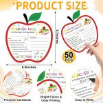 50Pcs Teacher Mail Notes to Parents, Happy Mail from Teacher, Brag Cards for Students Behavior Classroom Must Haves to Send Home for Preschool Kindergarten Elementary School Supplies (Apple)