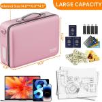 DocSafe Fireproof Document Box with Lock, Hard Case File Organizer with Accordion File Folder, Fireproof Water Resistant Safe Box Home Office Travel Storage for Important Documents Laptop Pink