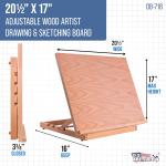 U.S. Art Supply Large 20-1/2" x 17" Wooden Drawing Board, justable Table Top Easel for Painting and Drawing - Drafting Board with T-Square, Pencil Ledge