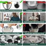 Mixing Bowls with Airtight Lids, Stainless Steel Mixing Bowl Set with 3 Metal Nesting Bowls, Colander & Grater, Non-Slip Bottoms, Size 1.5, 2.5, 5 QT, Great for Mixing & Serving, Black