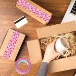 Whaline Valentine's Day Packing Tape 100 Yard Pink Red Love Heart Sticky Wrapping Tape Waterproof Shipping Tape for DIY Crafts Small Business Sealing Boxes Mail Boxes Supplies