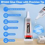 B7000 Glue Clear for Rhinestones, 4pcs 15mL Strong hesive B-7000 Jewelry Be Gem Glue with Precision Tip, Quick Dry Bedazzling hesive for Jewelry Making Clothe Fabric Shoes DIY Crafts Nail Art