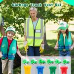 26 Pcs Kids Waste Management Costume Set Recycle Trash Vest Management Garbage Truck Toy Hat Gloves ID Card for Career Day Cosplay