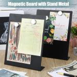 Fainne Magnetic Bulletin Board with Easel Stand Mini Black Magnet Metal Tabletop Memo Display Board for Back to School Menu Table Home Kitchen Office Supplies(11 x 8.5 Inches,2 Pcs)