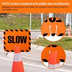 Flutesan 3 Pcs Slow Sign Traffic Cone Sign Ro Traffic Cone Top Warning Signs for Outdoor Neighborhoods Street, 12.6 x 10.4 Inches, Black on Orange