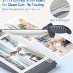 Firbon 12" Guillotine Paper Cutter with Hidden Ruler, Compact Heavy Duty 12-Sheet Capacity Trimmer for Cardstock, Photos, Scrapbooking, Office, Classroom, Studio (Gray)