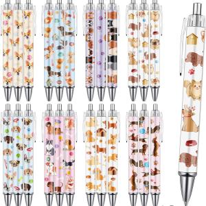 Dog Ballpoint Pens Gifts - 24 Pcs Cartoon Dog Pen Set for Dogs Lovers Puppy Paw Print Animal Retractable Smooth Writing Ballpoint Pen Gifts for Women Men Students Office School Supplies