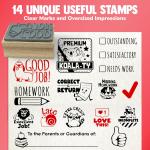 Teacher Stamps for Classroom Gring – Gring Stamp Set with Ink Ps – Fun, Clear, Durable Feedback Stamps for Teachers – School Supplies for Elementary & ESL – 16 Piece Set