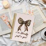 Cheetah Leopard Print Bow Notebook Journal Gifts for Women Girls,I'm Literally Just a Girl Leopard Print Spiral Notebook,Pink School Office Supplies, Supplies 5.5x8.3 Inch