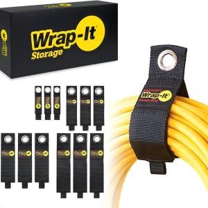 Heavy-Duty Wrap-It Storage Straps (Assorted 12 Pack) - Stocking Stuffer for Hanging Extension Cord Organizer for Cable Management and Storage on Garage Wall, RV Ggets and Appliances