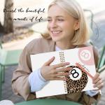 Trendy Leopard Lucky 8 Ball Notebook Journal, Pink Funky Cheetah Print Journal, Preppy Girly Office School Supplies, Aesthetic Billiards Spiral Notebook, 5.5x8.3