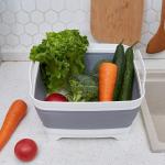 Collapsible Dish Pans for Washing Dishes 9L Portable Wash Dish Basin Foldable Laundry Tub with Drain Plug for Kitchen Sink Camping RV Accessories