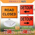 Marsui 3 Pcs Ro Sign Kit Include 10” x 14” Right and Left Arrow Detour 12” x 16” Ro Closed Sign for Construction Area Caution Danger Safety Security Warning Notice Traffic and Parking