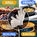 2 Pairs Heat Resistant Gloves for Grilling - 9.5 Inch Durable Aramid Oven Gloves with Fingers - Full Hand Protection, Functionality, Easy to Use, Multipurpose for Baking, Roasting, Frying, and More