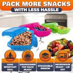 NADOBA 6 Pcs Lock Top Snack Containers with Lids – 4.6 Oz Stackable Mini Snack Box – Microwave and Dishwasher Safe, 2 Side Clips for Sauces, Pastes, Spres, Snacks | Kitchen, Travel, Office, Crafts