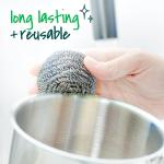 Scotch-Brite Stainless Steel Scrubbers, Scouring Ps for Cleaning Tough Baked-On Messes, Metal Scrubbers for Cleaning Dishes, 3 Scrub Ps