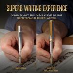 Scriveiner Silver Chrome Rollerball - Award-Winning Heavy Pocket Stunning Luxury Pen, Real Gold Finish, German Schmidt Refill, Best EDC Writing Gift Set for Men & Women, Fancy Designer EDC Roller ball