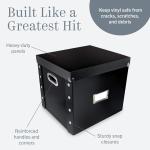Vinyl Record Storage Box - 12" - 1 Pack- Crate Holds up to 75 Vinyl Albums - Black