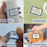 CATIFLIN 405 Pcs Name Tag Stickers 3x2 in, Blank Waterproof Self-hesive Labels, Easy Peel Write-On Tear-Resistant, for Clothing Classroom School Office Parties, White/Blue Border