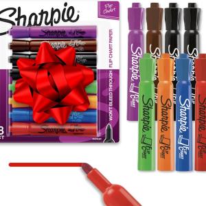 Sharpie Flip Chart Markers, Bullet Tip, Assorted Colors, 8 Count - Low-Odor, Squeak-Free, Home, Office, Back to School, Teacher Supplies