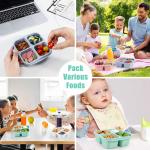 Caperci 4 Pack Bento Snack Boxes Lunchable Containers for Kids & ults, Wheat Straw 4-Compartment Reusable Food Storage Containers for Snacks & Small Meal (Multicolor & Clear Lids)