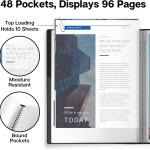 Dunwell Presentation Binder 48-Pocket, Displays 96 Pages, 8.5x11 Portfolio Binder with Plastic Sleeves, Storage and Organizer for Documents, Photos, Kids Artwork, Projects, Recipes (Black)