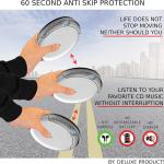 CD Player Portable with 60 Second Anti Skip, Stereo Earbuds, Includes Aux in Cable and AC USB Power Cable for use at Home or in Car. Silver