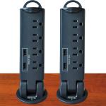 Electriduct Desktop Pull-Up PowerTap Grommet with Surge Protector and USB Charger 2.4 Amp (Black)