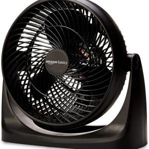 Basics Air Circulator Fan, Desk Fan for Bedroom, Home and Office, With 90-Degree Tilt He, 3 Speed Settings, Lightweight (4.2 LBS), 70 Watts, Black, 14.8"Wx7.6"Dx14.1"H