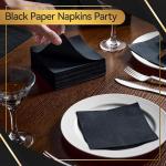 Vplus 500 Pack Black Cocktail Napkins, Elegant Beverage Napkins, 3-Ply Disposable Paper Napkins 4.9x4.9 inch, Perfect for Restaurant, Bar, Party, Wedding, Dessert