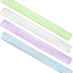 Iconikal 36-Pack Plastic Transparent School Classroom 12-Inch Ruler with English & Metric Measurments - Four Colors