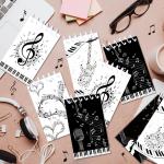 JOINFANXIN 24 Pack Musical Notes Mini Spiral Notebook, Black and White Piano Pocket Notebook for Classroom Students Rewards, 16 Pages Portable Office Meeting Supplies