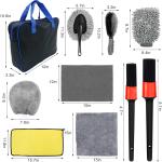 10PCS Car Wash Kit, Auto Cleaning Tool Set with Brushes, Microfiber Mitts & Towels, Vehicle Interior Exterior Detailing Supplies Kit for SUV Truck, Universal Car Accessories