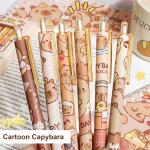 6 Pcs Cartoon Retractable Pens Gel Ink Pens Cute Capybara Pen 0.5mm Black Ink Writing Pen Office School Supplies for Women Girls (Capybara)